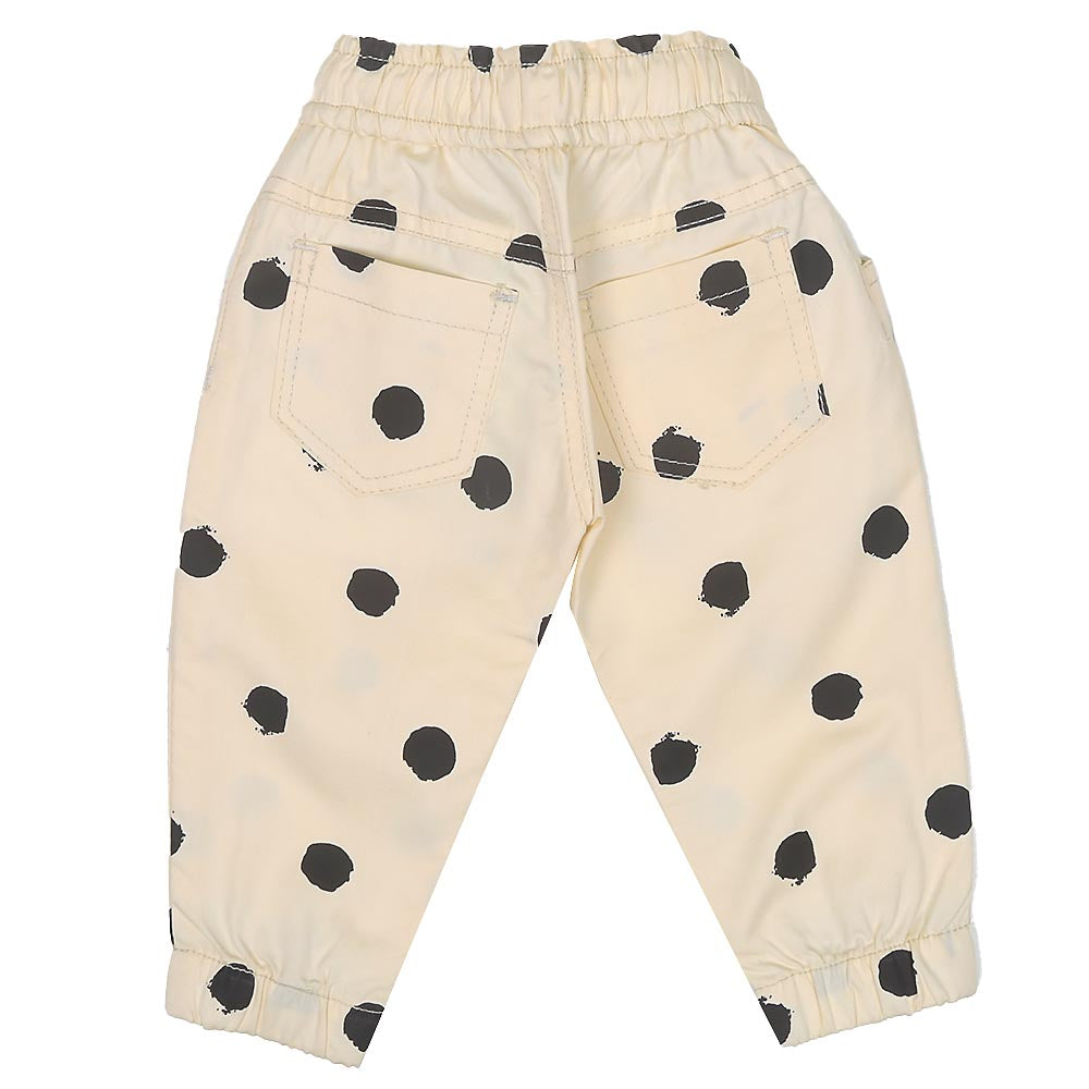 Infant Girls Cotton Pant Aop Dots - Off-White