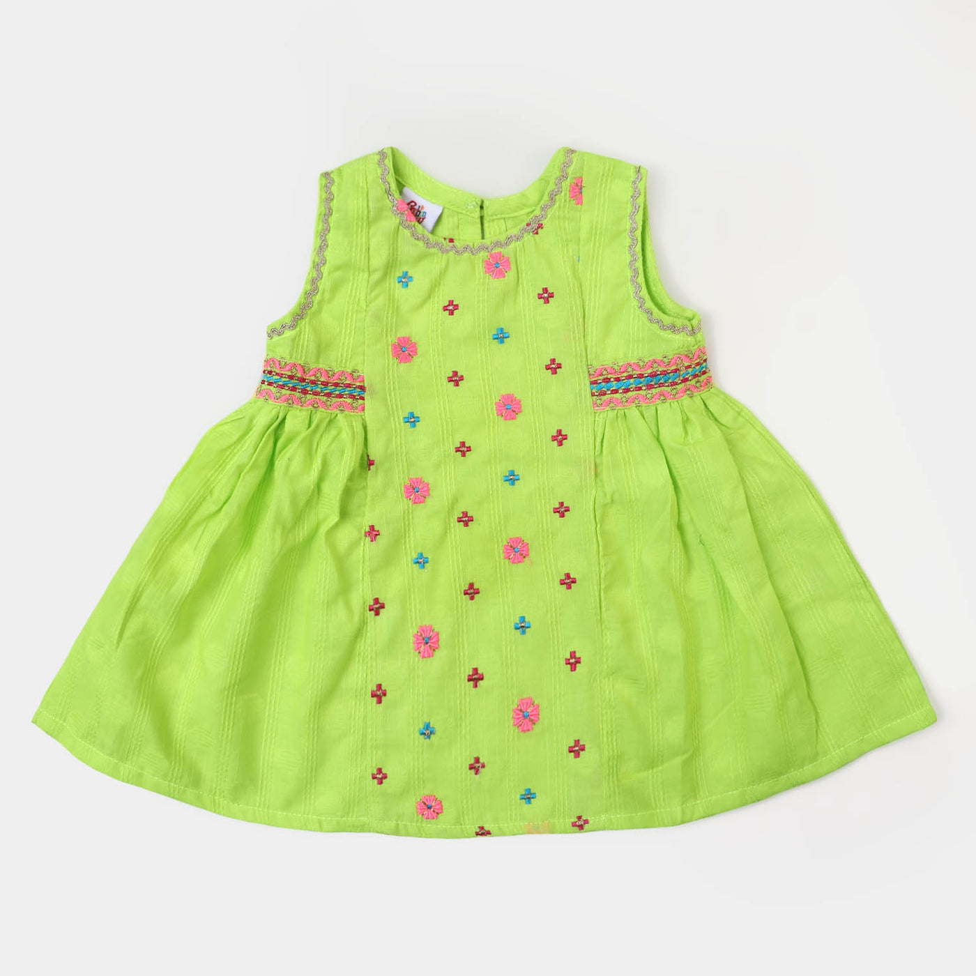 Infant Girls Jacquard EMB Kurti Flowers | Neon Green