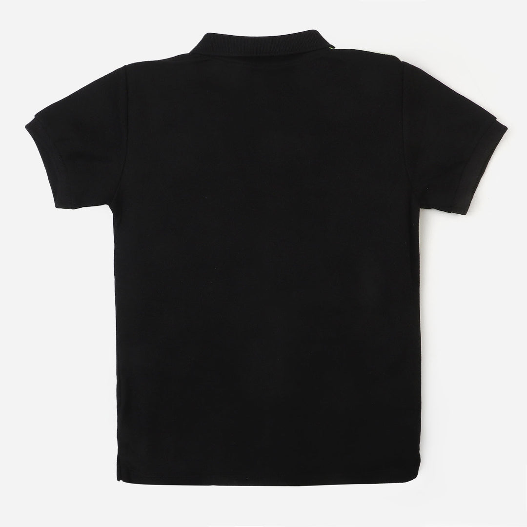 Boys Cotton Polo T-Shirt Game - Black/Green