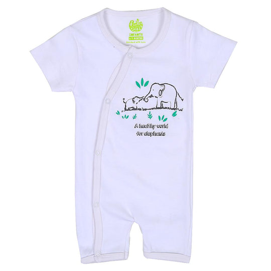 Infant Boys Knitted Romper Elephants - White