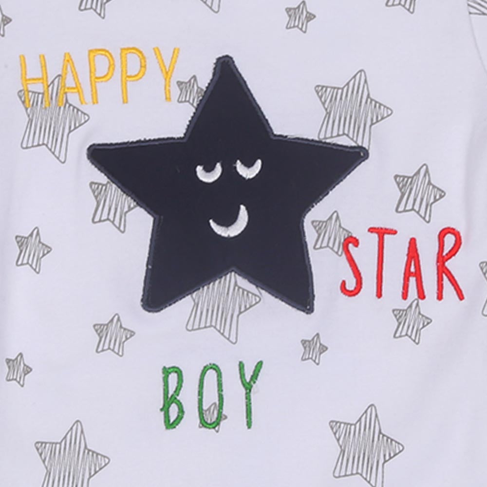 Infant Boys Knitted Romper Happy Star - White