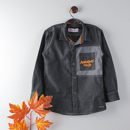 Adventure Denim Casual Shirt For Boys - Black