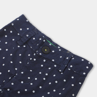 Infant Girls Pant Cotton Dot - Navy Blue