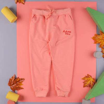 Autumn Vibes Terry Pajama For Girls - Peach (GP-12)