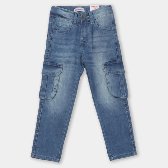 Boys Pant Denim Cargo - Mid Blue