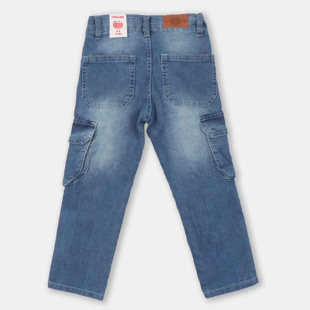 Boys Pant Denim Cargo - Mid Blue