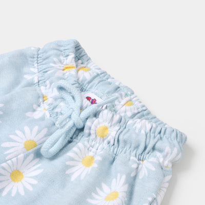 Infant Girls Terry Pajama Daisy Flower - Light Blue