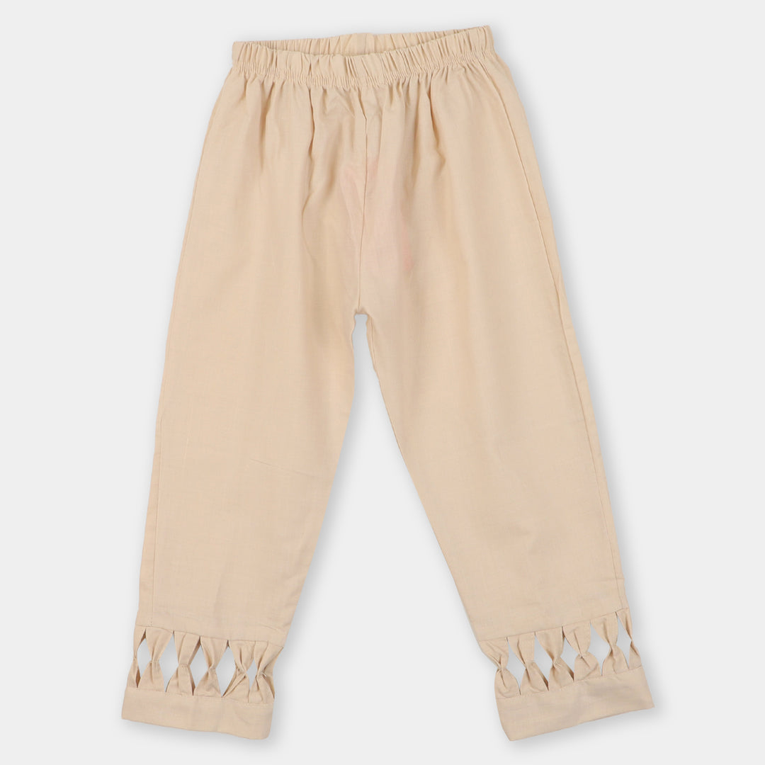 Girls Casual Plain Pant - Fawn