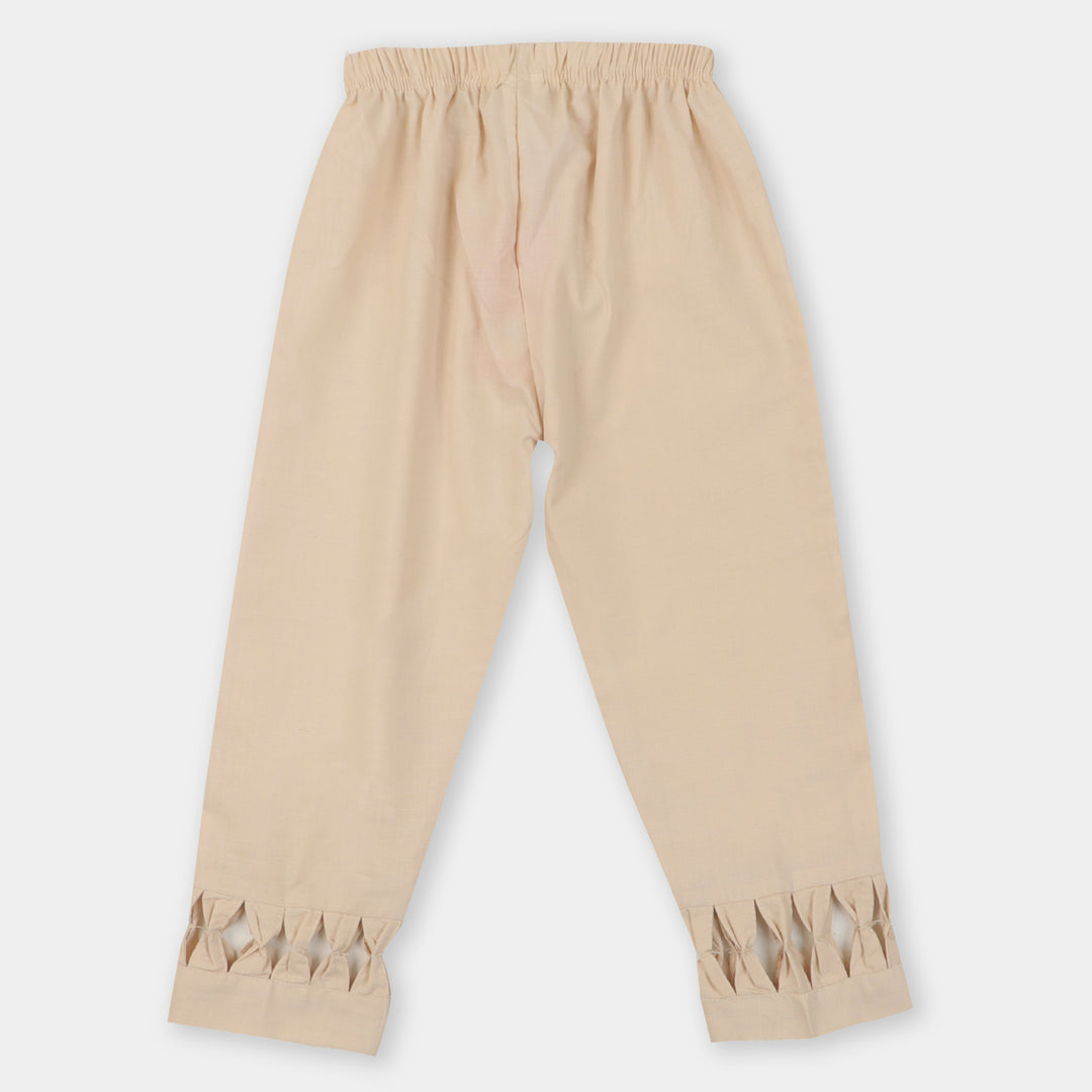 Girls Casual Plain Pant - Fawn