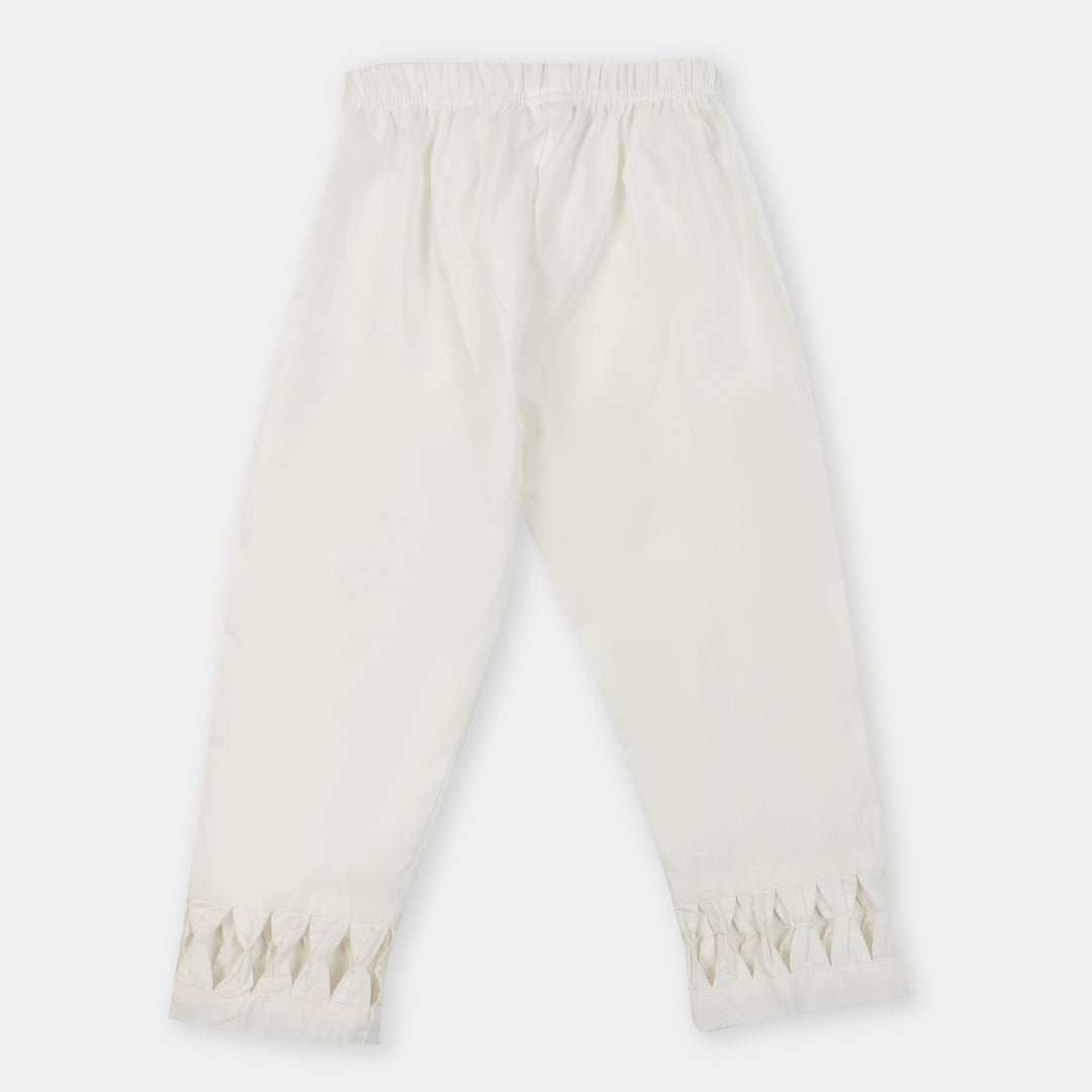 Girls Bow Pant - Off White