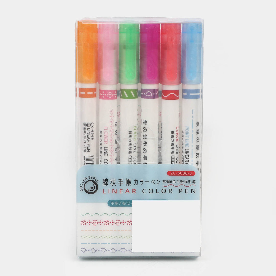 Students Curve Liner Color Pen 6 Pack