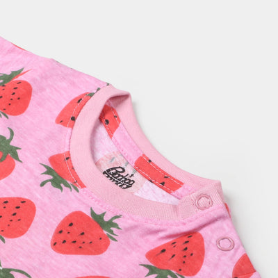 Infant Girls Cotton T-Shirt Strawberry - Pink