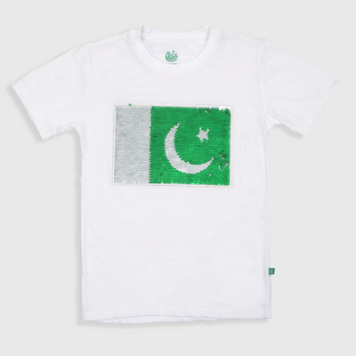 Boys T-Shirt Pakistan Flag - B. White