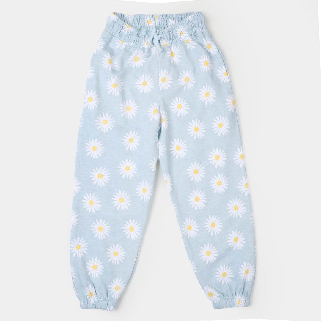 Girls Terry Pajama Daisy Flower - Light Blue