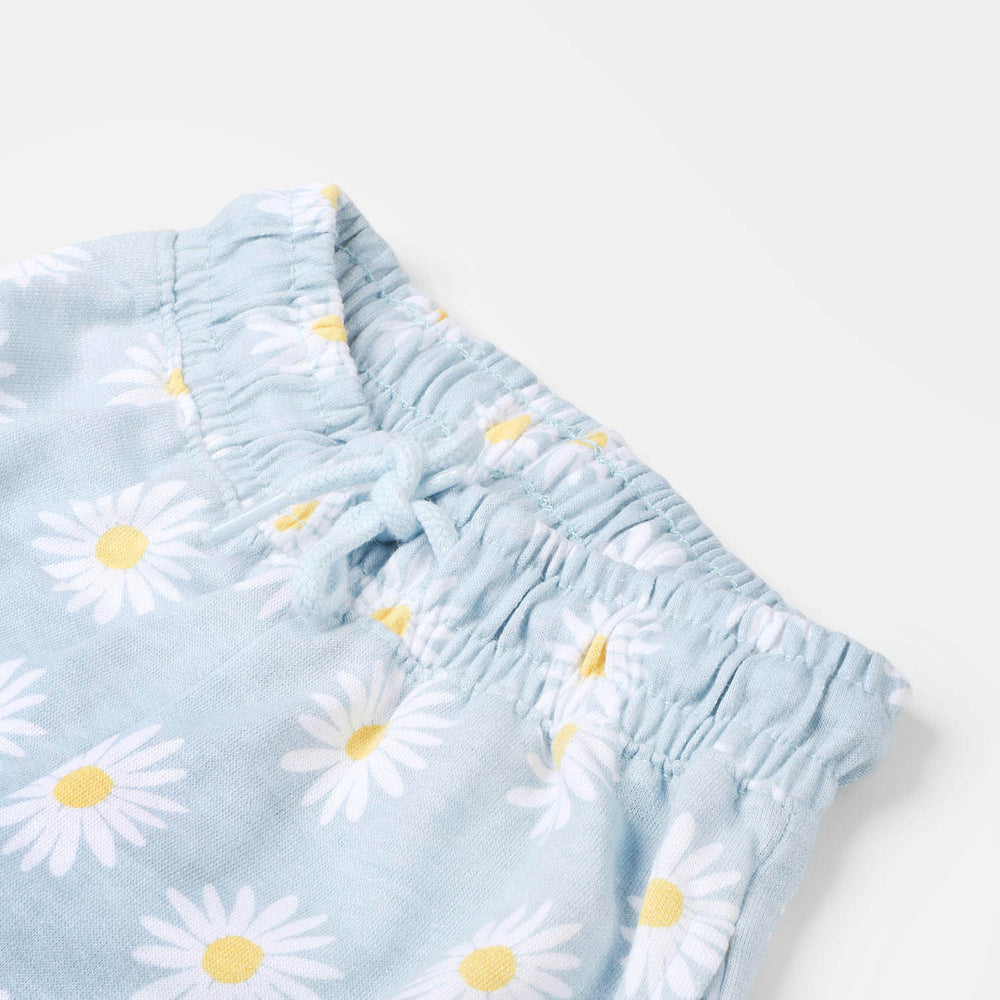 Girls Terry Pajama Daisy Flower - Light Blue