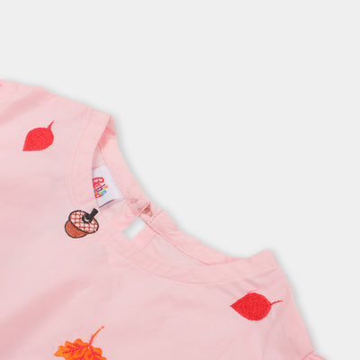 Girls Embroidered Top - Pink