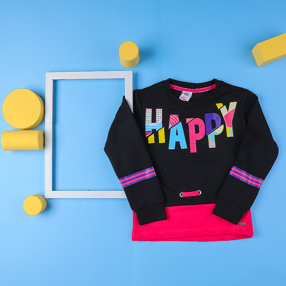 Happy Sweatshirt For Girls - Black