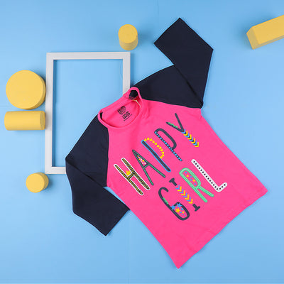Happy T-Shirt For Girls - Pink