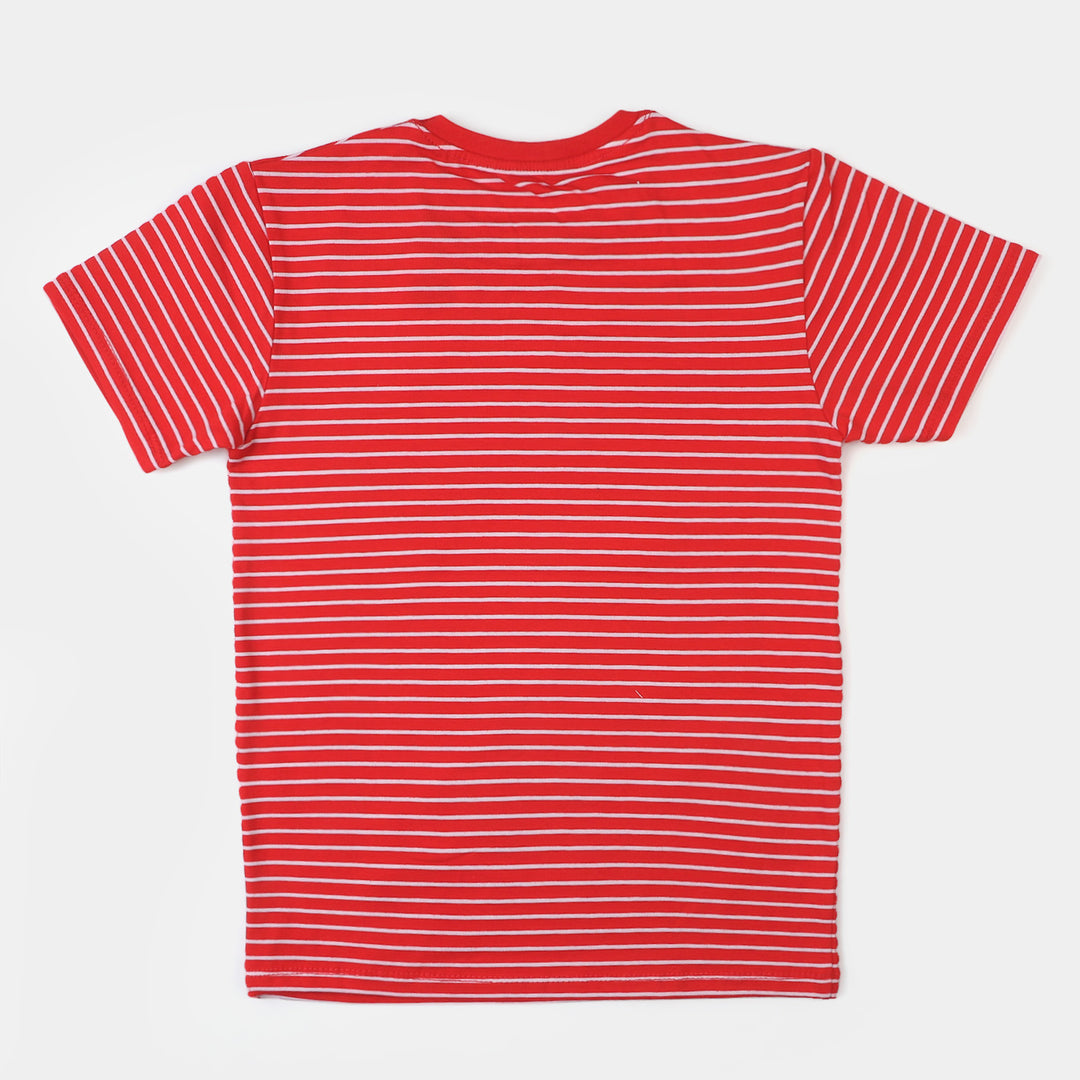 Boys Cotton T-Shirt Character - Red Stripe