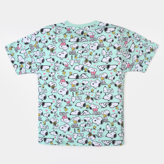 Girls T-Shirt Character Printed  | Sea Green