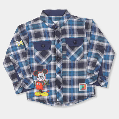 Infant Boys Casual Shirt Character Check - Navy