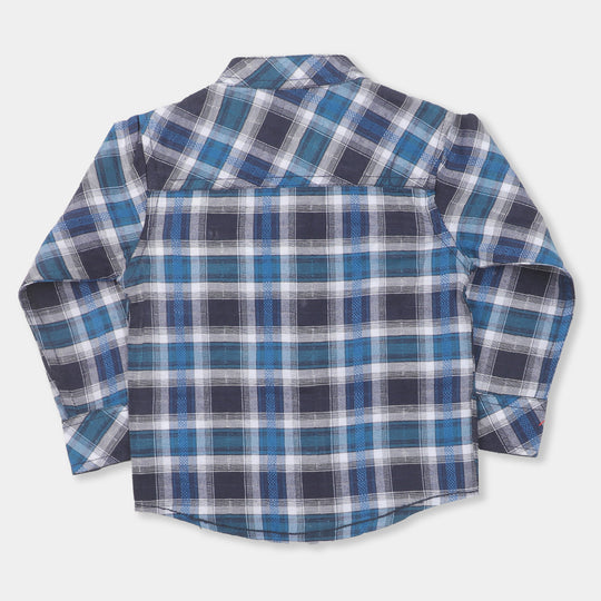 Infant Boys Casual Shirt Character Check - Navy