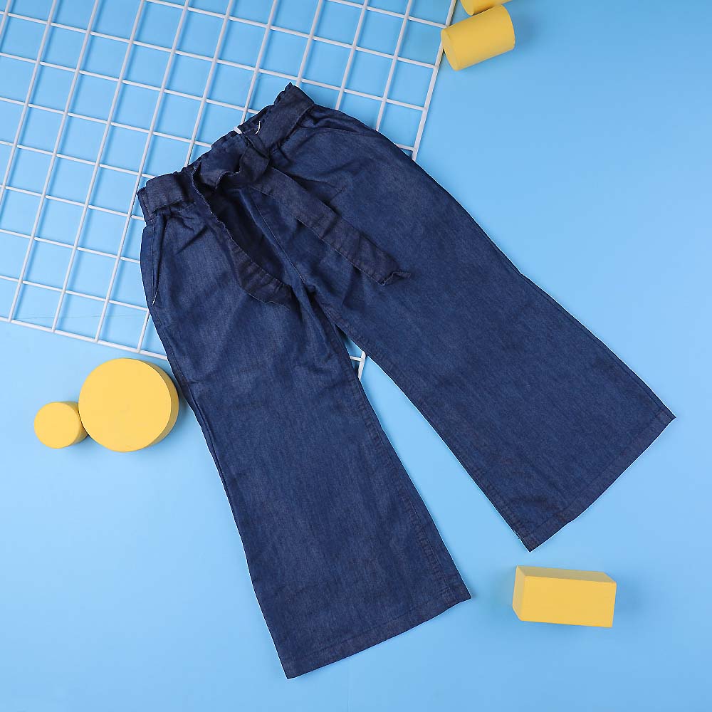 Denim Culotte Pant For Girls - Dark Blue (DP-063)