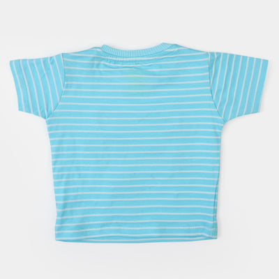 Infant Boys Cotton Round Neck T-Shirt Beyond Awesome - L-Blue