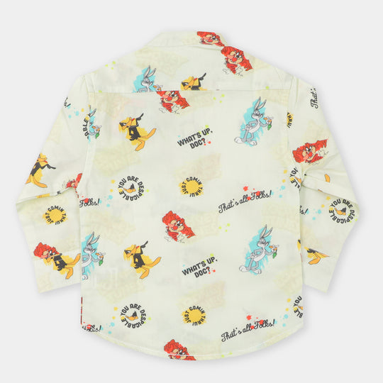 Infant Boys Casual Shirt Character- Off White