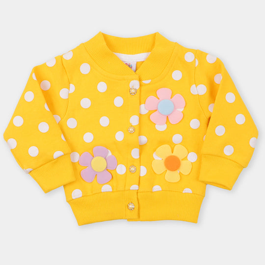 Infant Girls Knitted Jacket Flower - Yellow