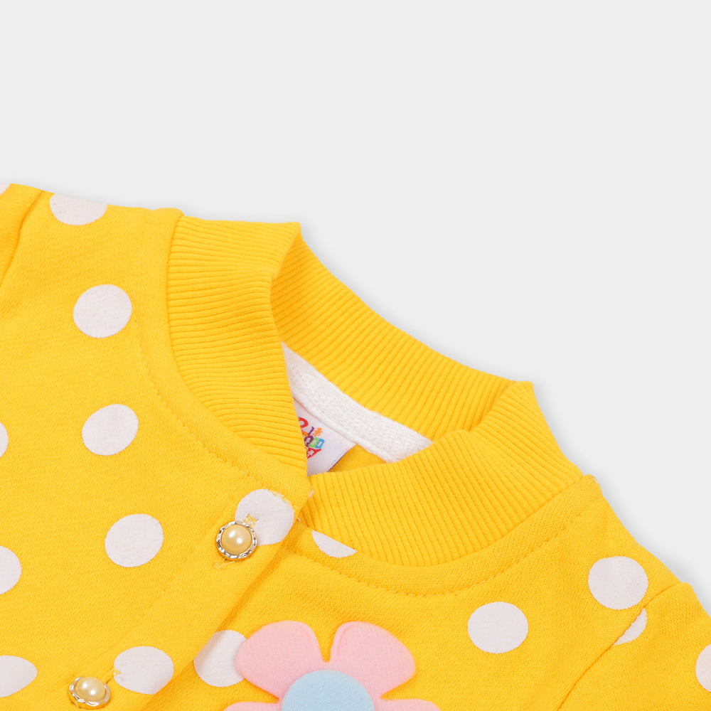 Infant Girls Knitted Jacket Flower - Yellow