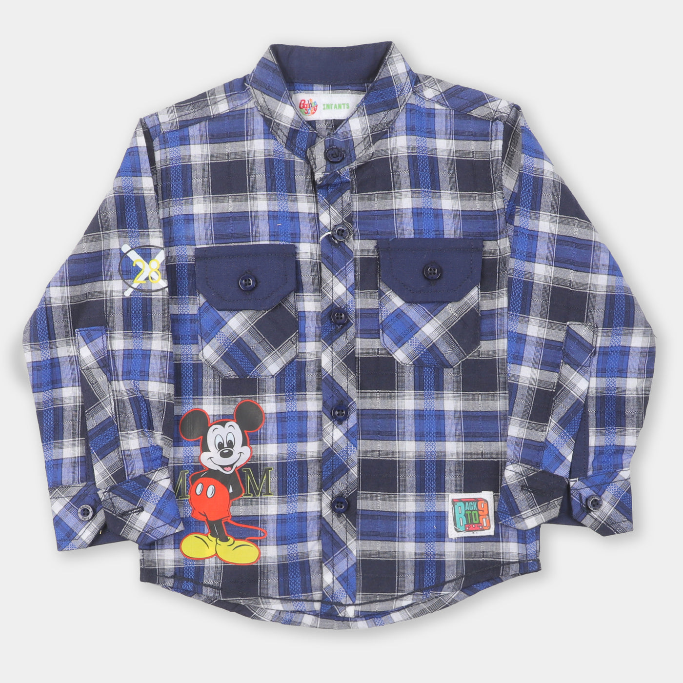 Infant Boys Casual Shirt Character Check - Blue