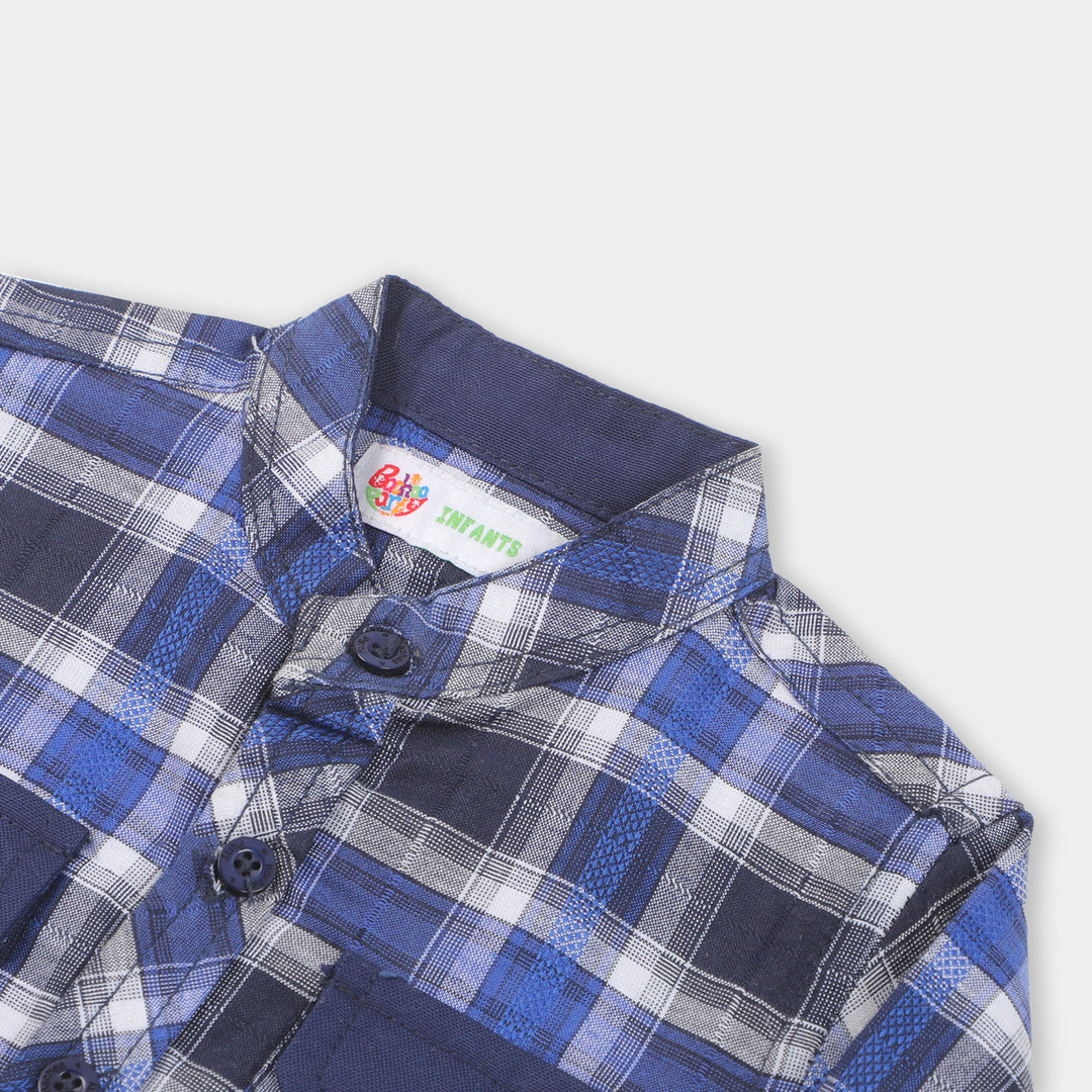 Infant Boys Casual Shirt Character Check - Blue