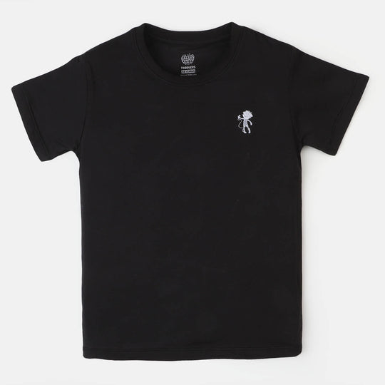 Boys Lycra Jersey T-Shirt | BLACK
