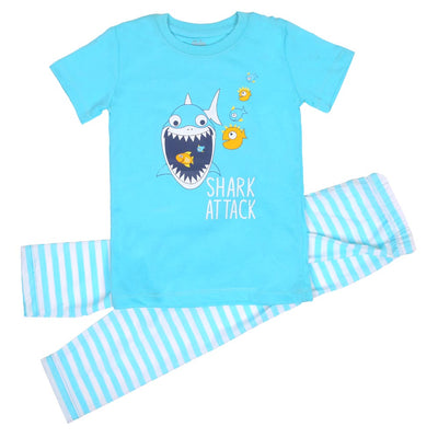Boys Knitted Nightwear Shark Attack - Blue
