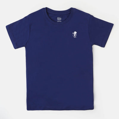 Boys Lycra Jersey T-Shirt - Navy Blue