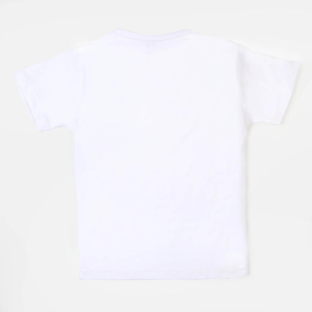 Boys Cotton T-Shirt Character | White