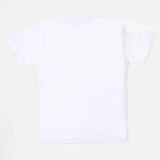 Boys Cotton T-Shirt Character | White