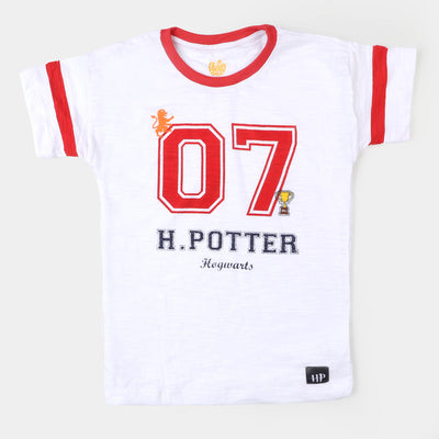 Infant Boys Round Neck T-Shirt Hogwarts | White