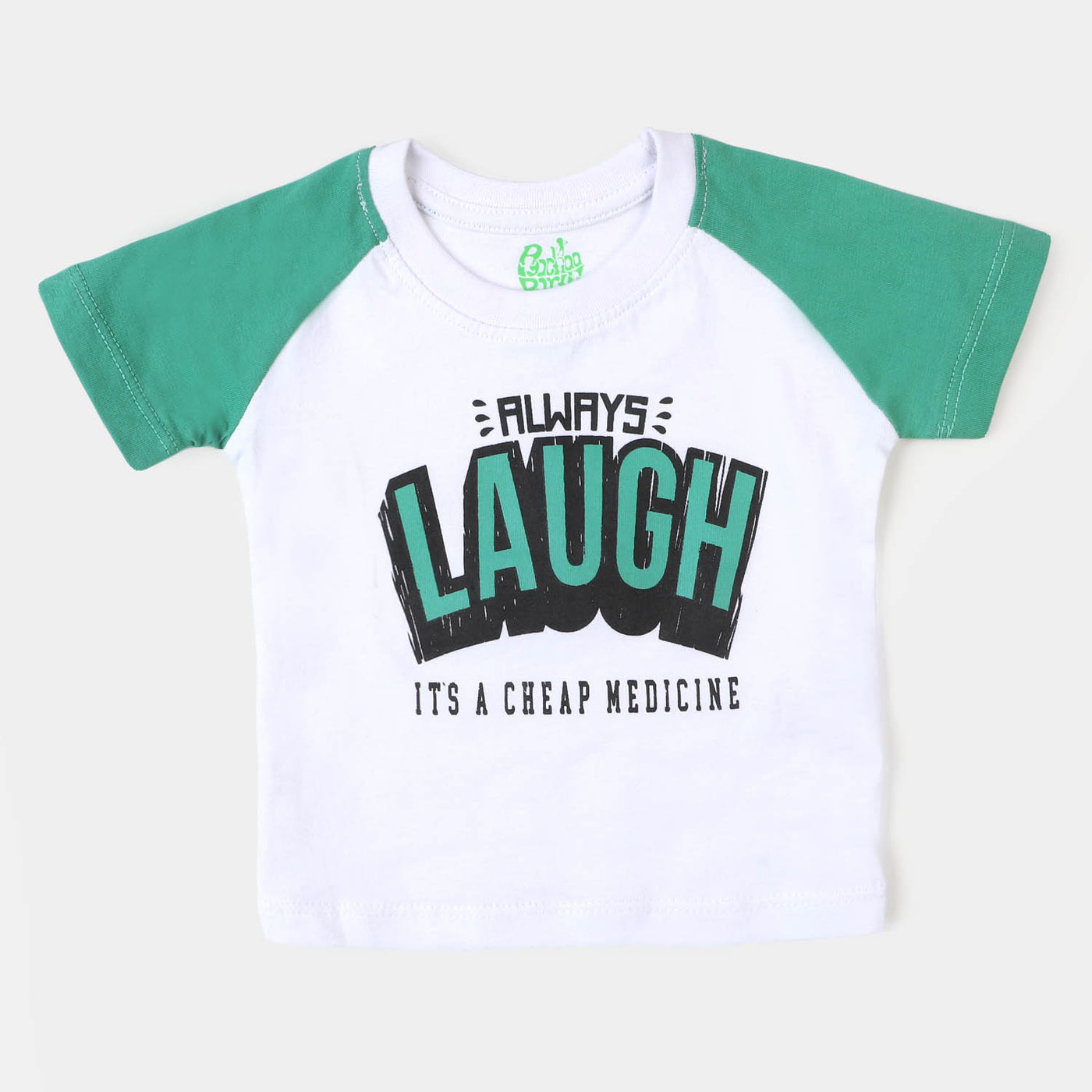 Infant Boys Round Neck T-Shirt Laugh-Whit/Green