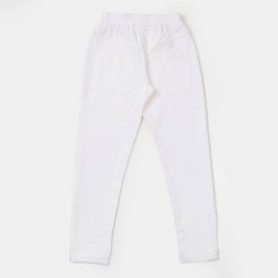 Girls Knitted Jeggings - White