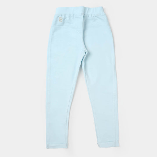 Girls Knitted Jeggings - Sky Blue