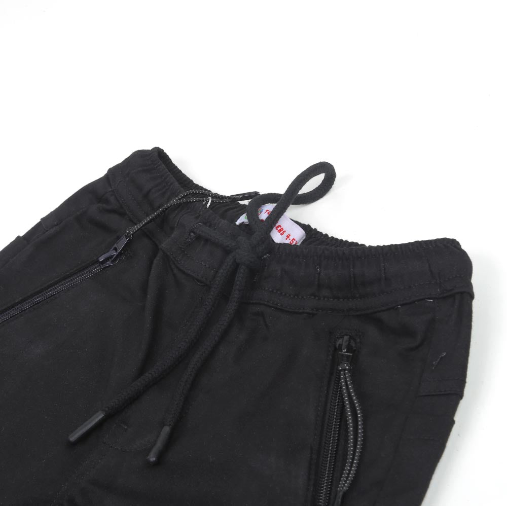 Boys Pants Cotton F-Pkt Zip - Jet Black