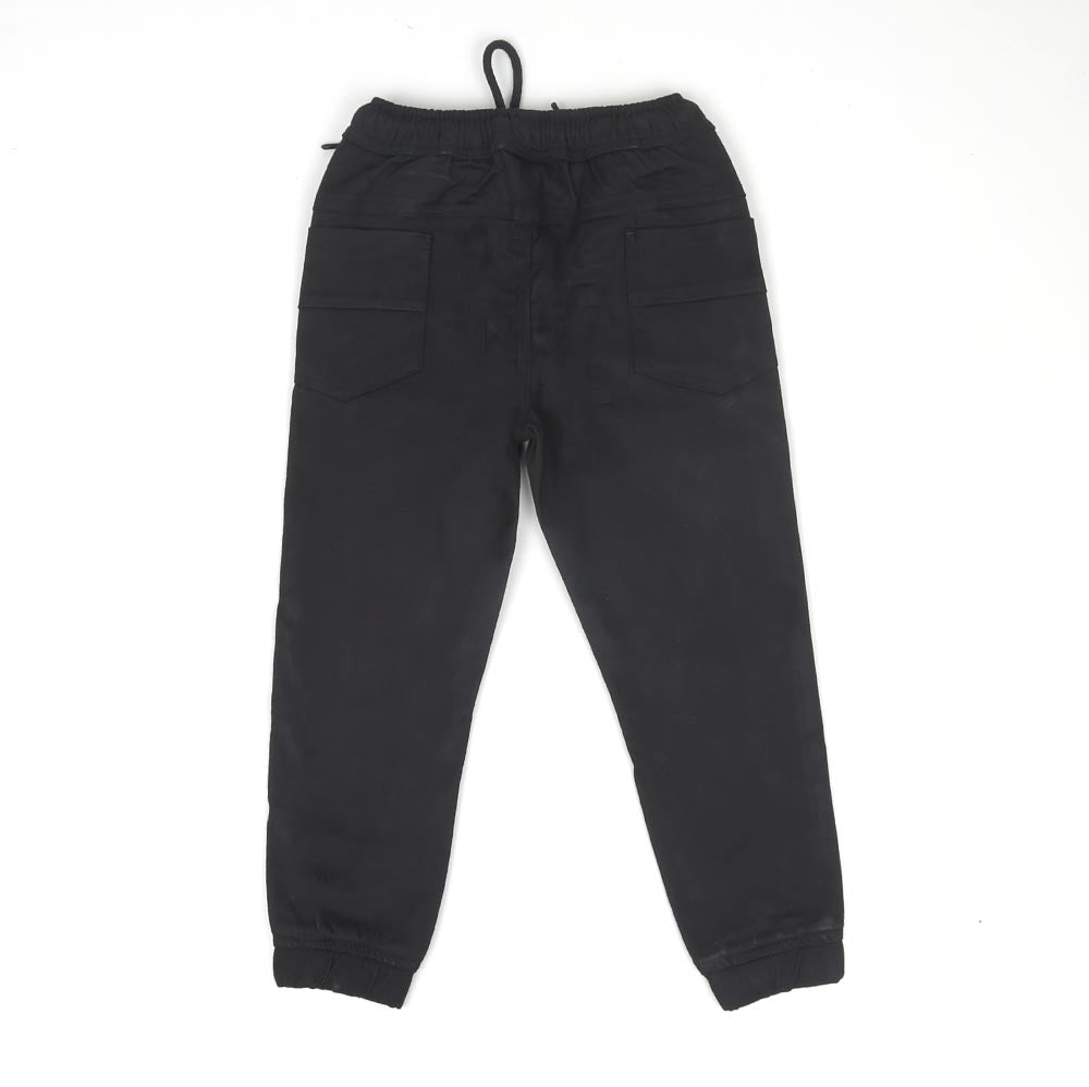 Boys Pants Cotton F-Pkt Zip - Jet Black