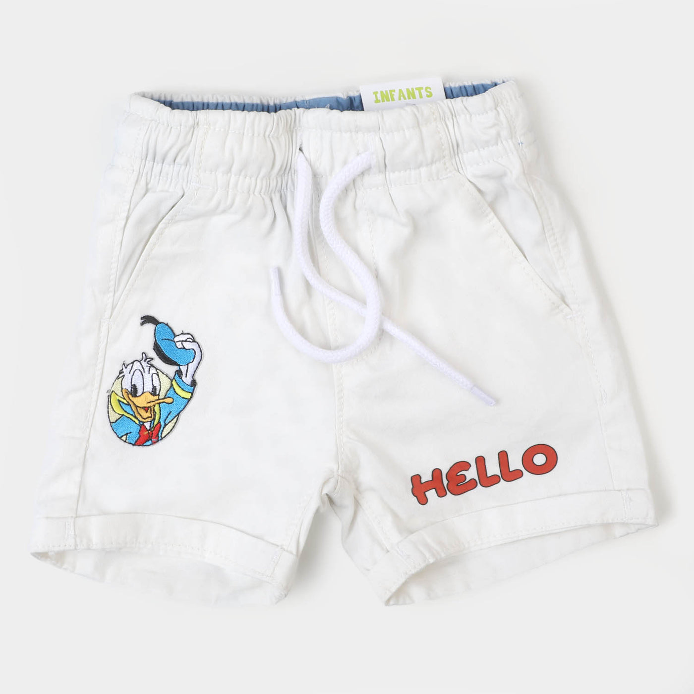 Infant Boys Cotton Short Hello - White