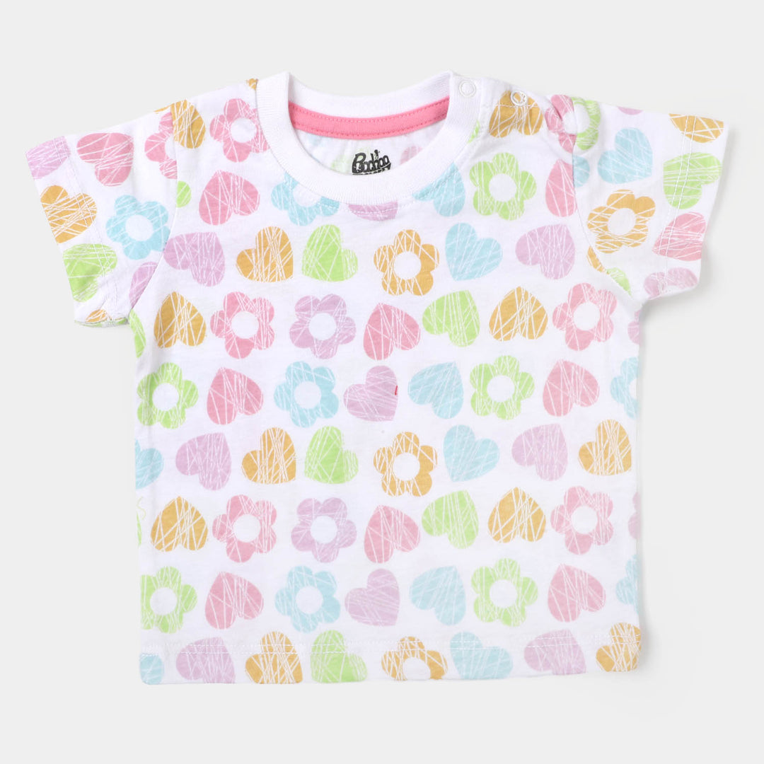 Infant Girls T-Shirt Heart All Over - White