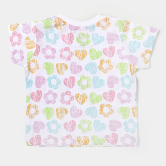 Infant Girls T-Shirt Heart All Over - White