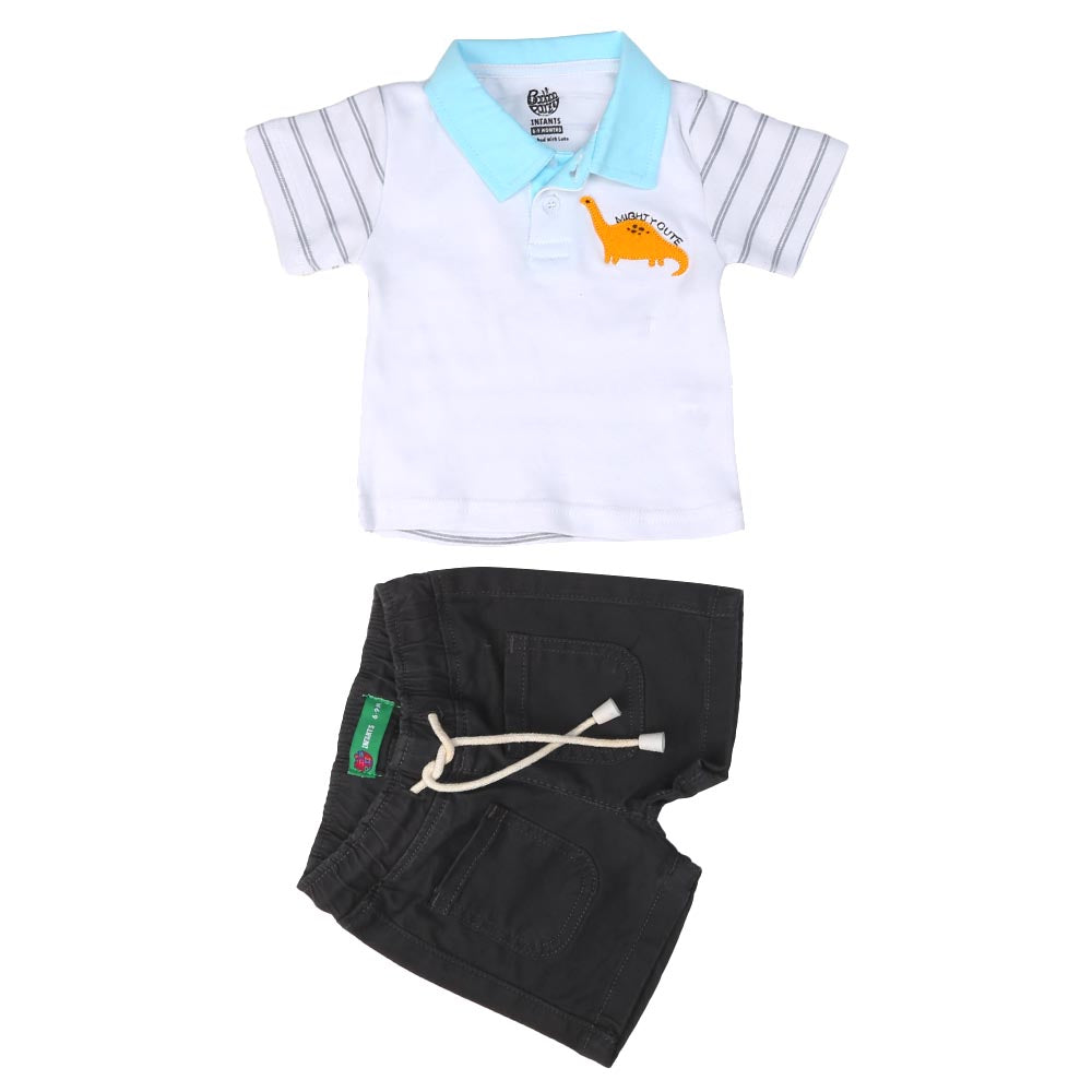Infant Boys Suit 2Pc P&S - B.White