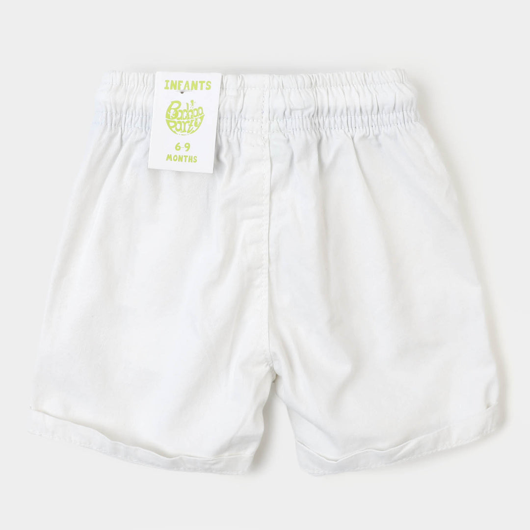 Infant Boys Cotton Short Hello - White