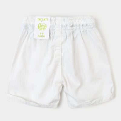 Infant Boys Cotton Short Hello - White